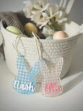 Plaid bunny tags