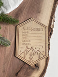 Mountains - Birth announcement plaque