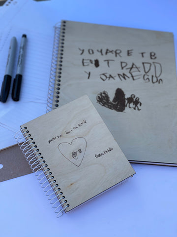 Wood notebook with drawing